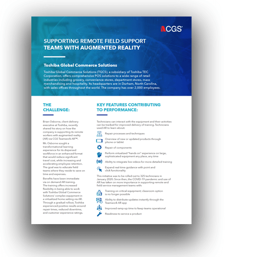Toshiba Supports Remote Field Support with Augmented Reality