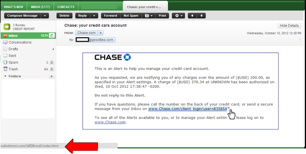 email, malicious, phishing, chase