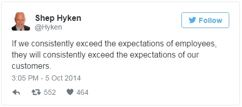 twitter, tweet, Shep Hyken, expectations