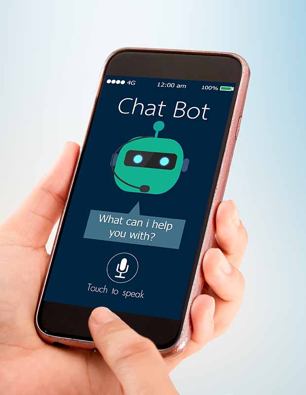 A person using a chatbot for their customer service channel