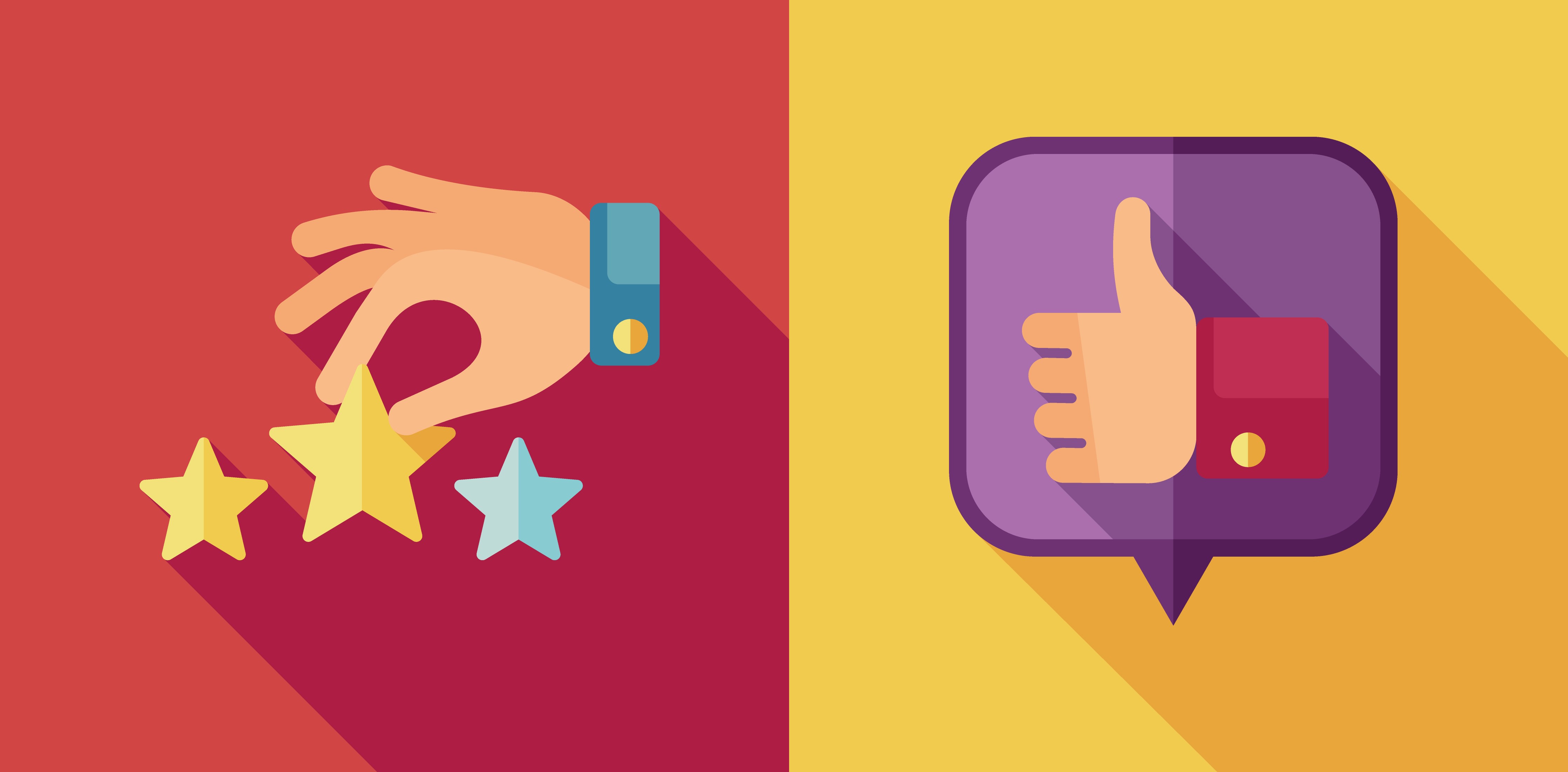 Thumbs up and star ratings illustration