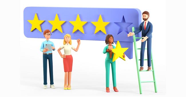 Customers hanging stars for customer service rating