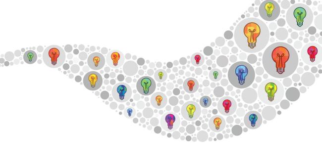 Illustration of lightbulbs ideas crowdsourcing concept