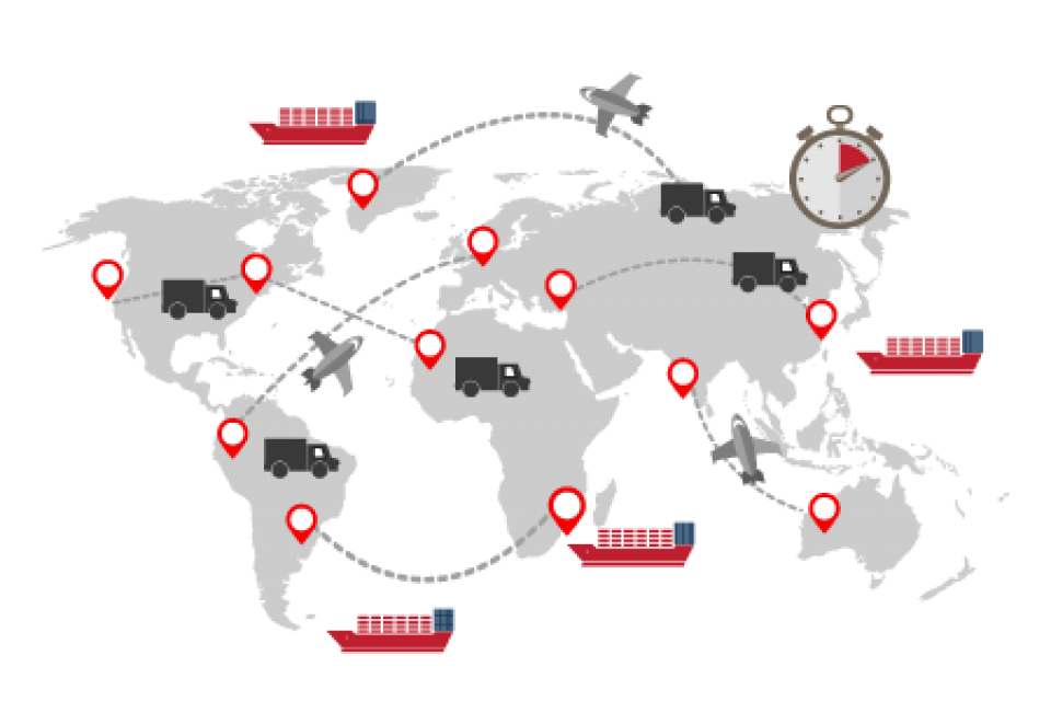 BlueCherry Manufacturing global logistics map BlueCherry Manufacturing global logistics map